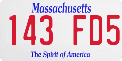 MA license plate 143FD5