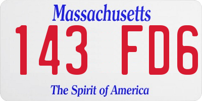 MA license plate 143FD6