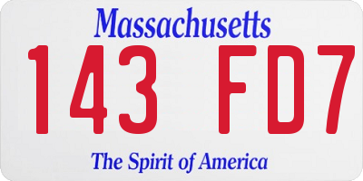 MA license plate 143FD7