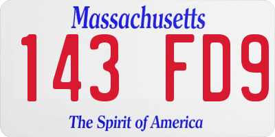 MA license plate 143FD9
