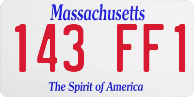 MA license plate 143FF1