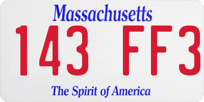 MA license plate 143FF3