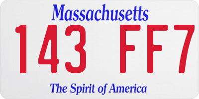 MA license plate 143FF7