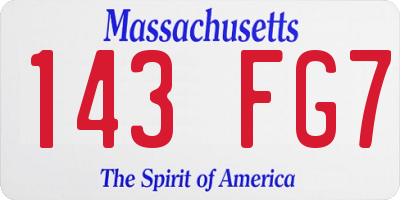 MA license plate 143FG7