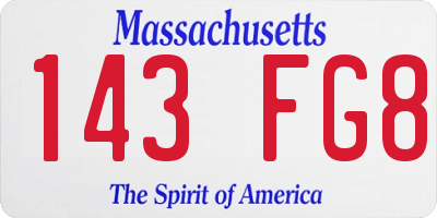 MA license plate 143FG8