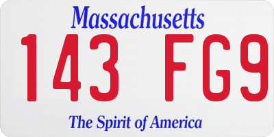 MA license plate 143FG9