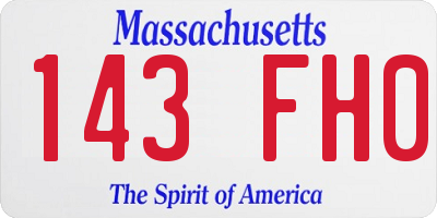 MA license plate 143FH0