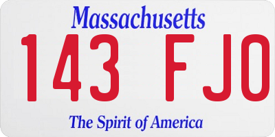 MA license plate 143FJ0