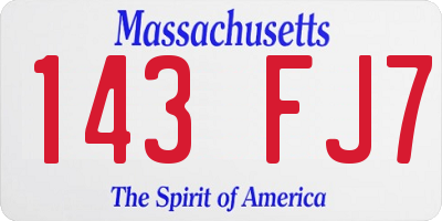 MA license plate 143FJ7