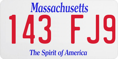 MA license plate 143FJ9