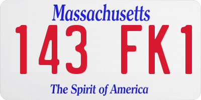 MA license plate 143FK1