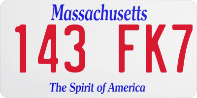 MA license plate 143FK7