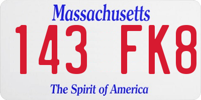 MA license plate 143FK8