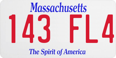 MA license plate 143FL4