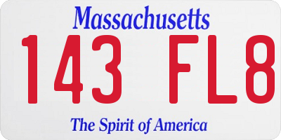 MA license plate 143FL8