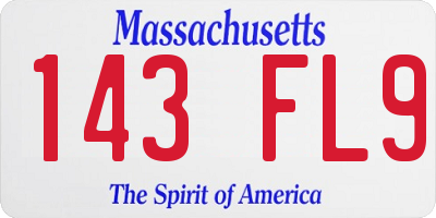 MA license plate 143FL9