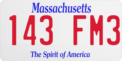 MA license plate 143FM3