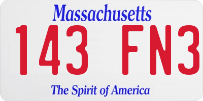 MA license plate 143FN3