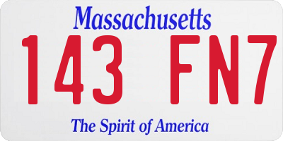 MA license plate 143FN7