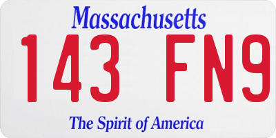 MA license plate 143FN9