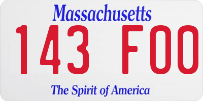 MA license plate 143FO0