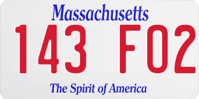 MA license plate 143FO2