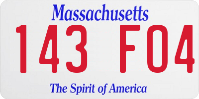 MA license plate 143FO4