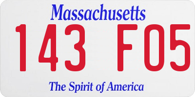 MA license plate 143FO5