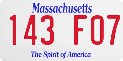 MA license plate 143FO7