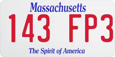 MA license plate 143FP3