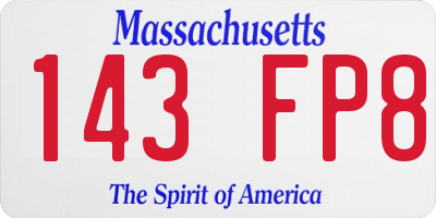 MA license plate 143FP8