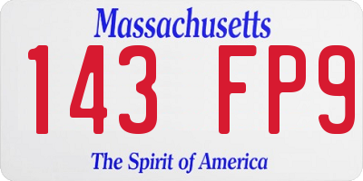 MA license plate 143FP9