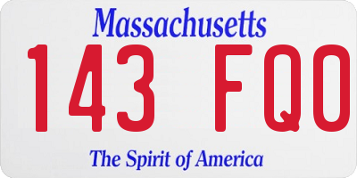 MA license plate 143FQ0