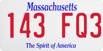 MA license plate 143FQ3