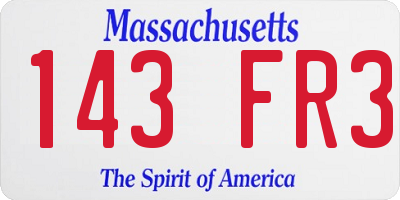 MA license plate 143FR3