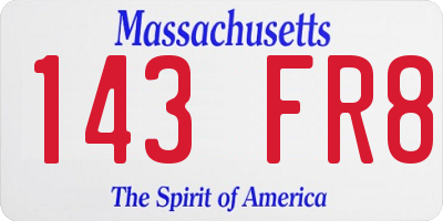 MA license plate 143FR8