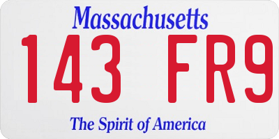 MA license plate 143FR9