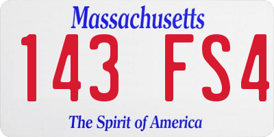 MA license plate 143FS4