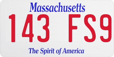 MA license plate 143FS9