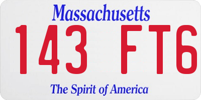 MA license plate 143FT6