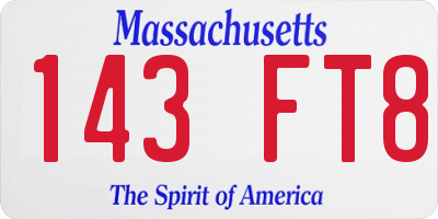 MA license plate 143FT8