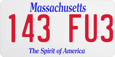 MA license plate 143FU3