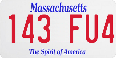 MA license plate 143FU4