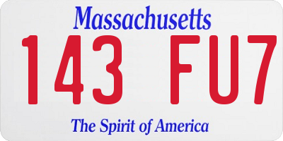 MA license plate 143FU7