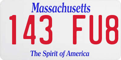 MA license plate 143FU8