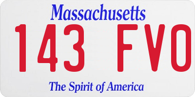 MA license plate 143FV0