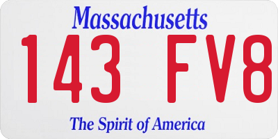 MA license plate 143FV8