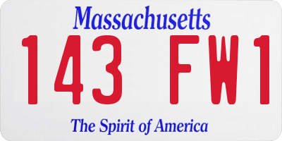 MA license plate 143FW1