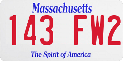 MA license plate 143FW2