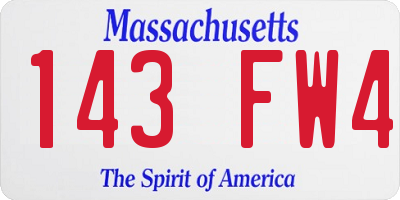 MA license plate 143FW4